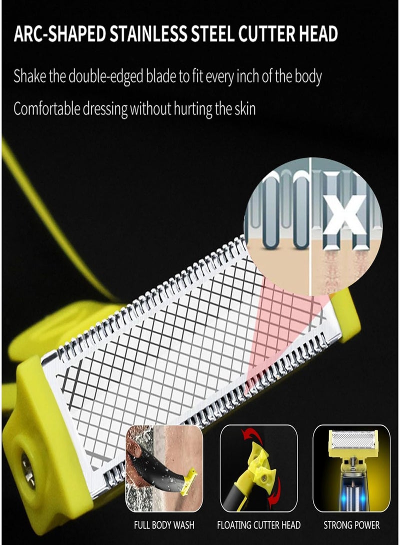 HEROCKX Trimmer & Shaver,Full body Water Wash Shaver Groomer,Rechargeable Dry Wet Waterproof,60 min Cordless Yellow,0.15 grams - Image 3